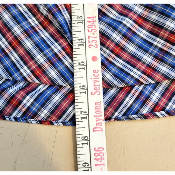 Petersyn Roxie Blouse Ruffle Off-Should Size Small Red Blue White Plaid Milkmaid - Picture 7 of 8